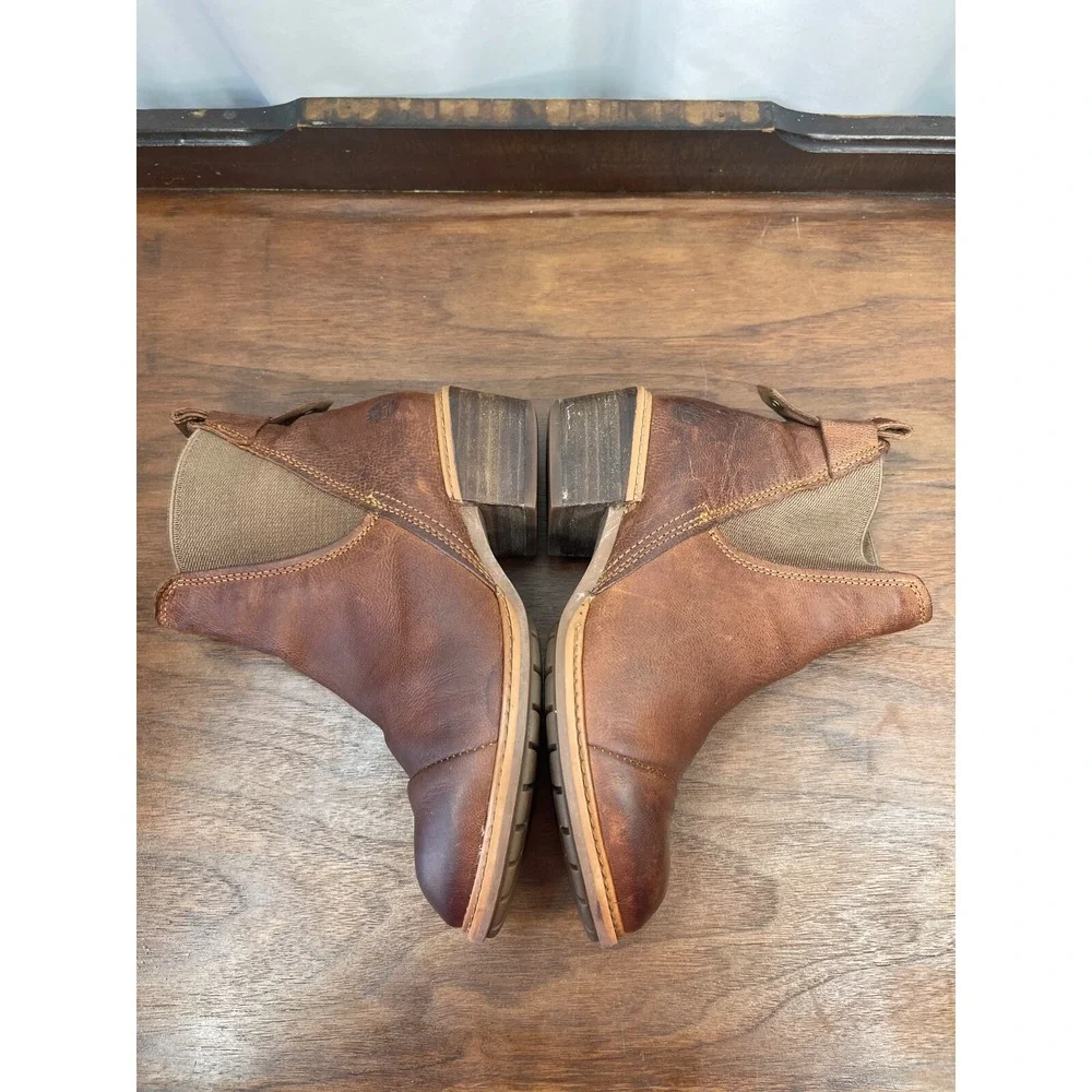 TIMBERLAND Sz 5.5 Sutherlin Bay Brown Leather Stretch Chelsea Ankle Boot